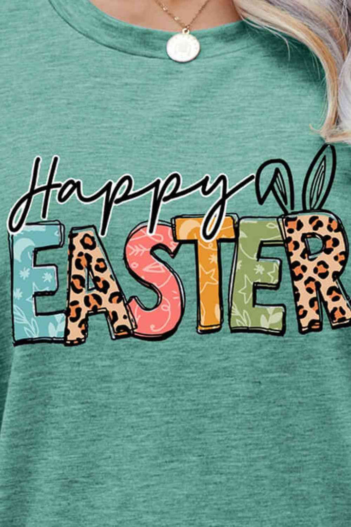 HAPPY EASTER Graphic Round Neck Tee Shirt | 1mrk.com