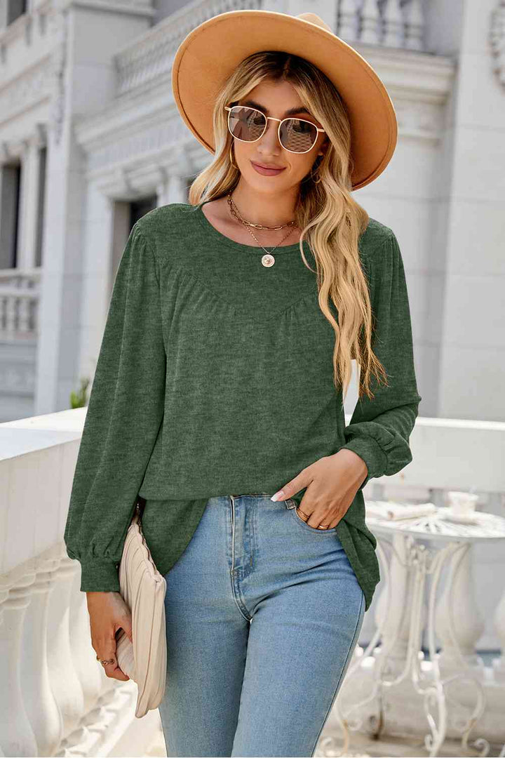 Round Neck Long Sleeve Top | 1mrk.com