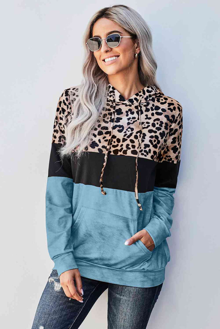 Leopard Color Block Hoodie | 1mrk.com