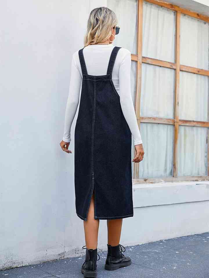 Denim Overall Dress with Pocket | 1mrk.com
