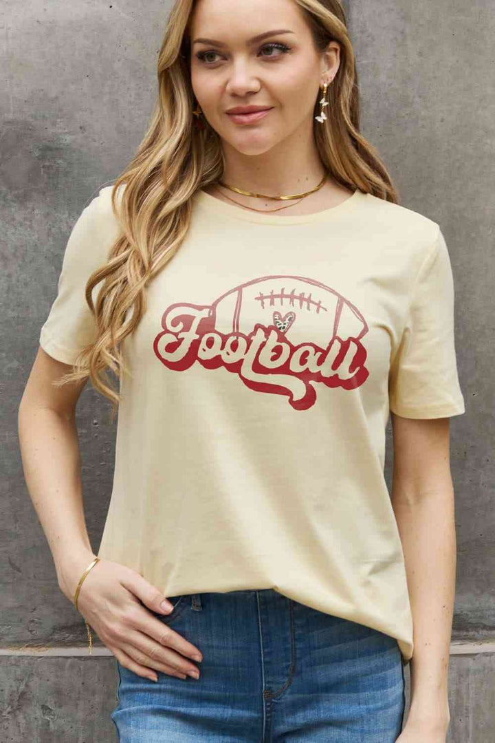 Simply Love Full Size FOOTBALL Graphic Cotton Tee | 1mrk.com