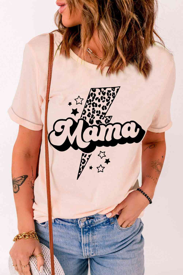 MAMA Lightning Graphic Round Neck Tee | 1mrk.com