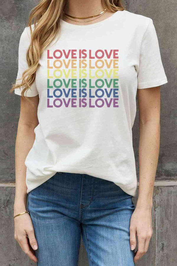 Simply Love Full Size LOVE IS LOVE Graphic Cotton Tee | 1mrk.com