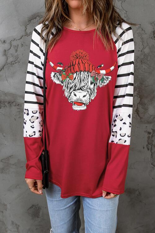 Bull Graphic Striped Long Sleeve T-Shirt | 1mrk.com