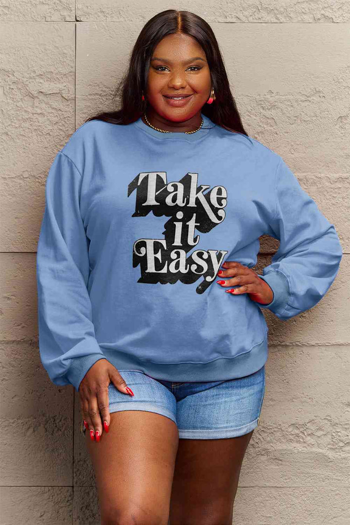 Simply Love Full Size TAKE IT EASY Graphic Sweatshirt |1mrk.com