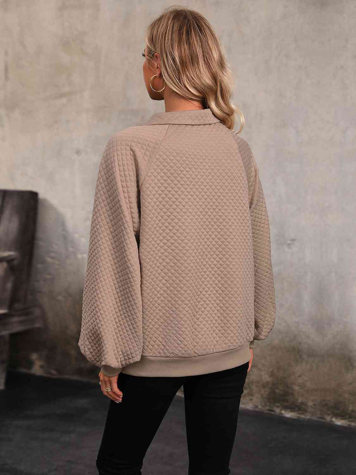 Collared Neck Buttoned Sweatshirt with Pocket |1mrk.com