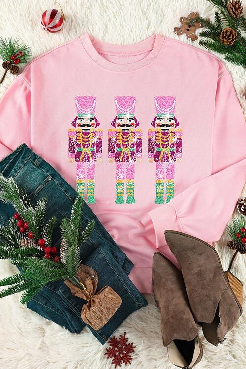 Sequin Nutcracker Long Sleeve Sweatshirt |1mrk.com