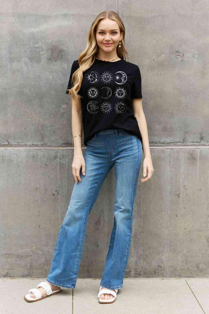 Simply Love Simply Love Full Size Sun and Moon Graphic Cotton Tee | 1mrk.com