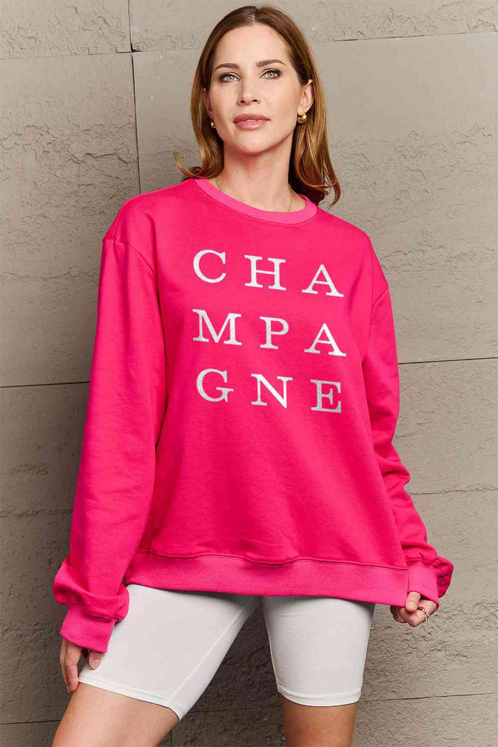 Simply Love Full Size CHAMPAGNE Graphic Long Sleeve Sweatshirt |1mrk.com