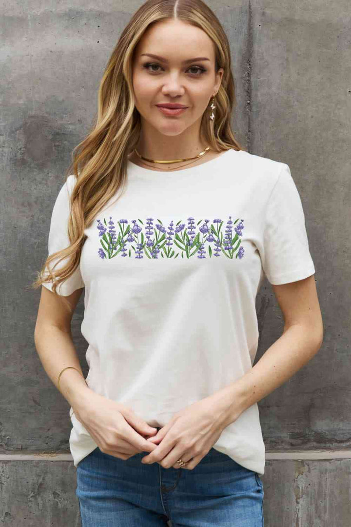 Simply Love Full Size Flower Graphic Cotton Tee | 1mrk.com