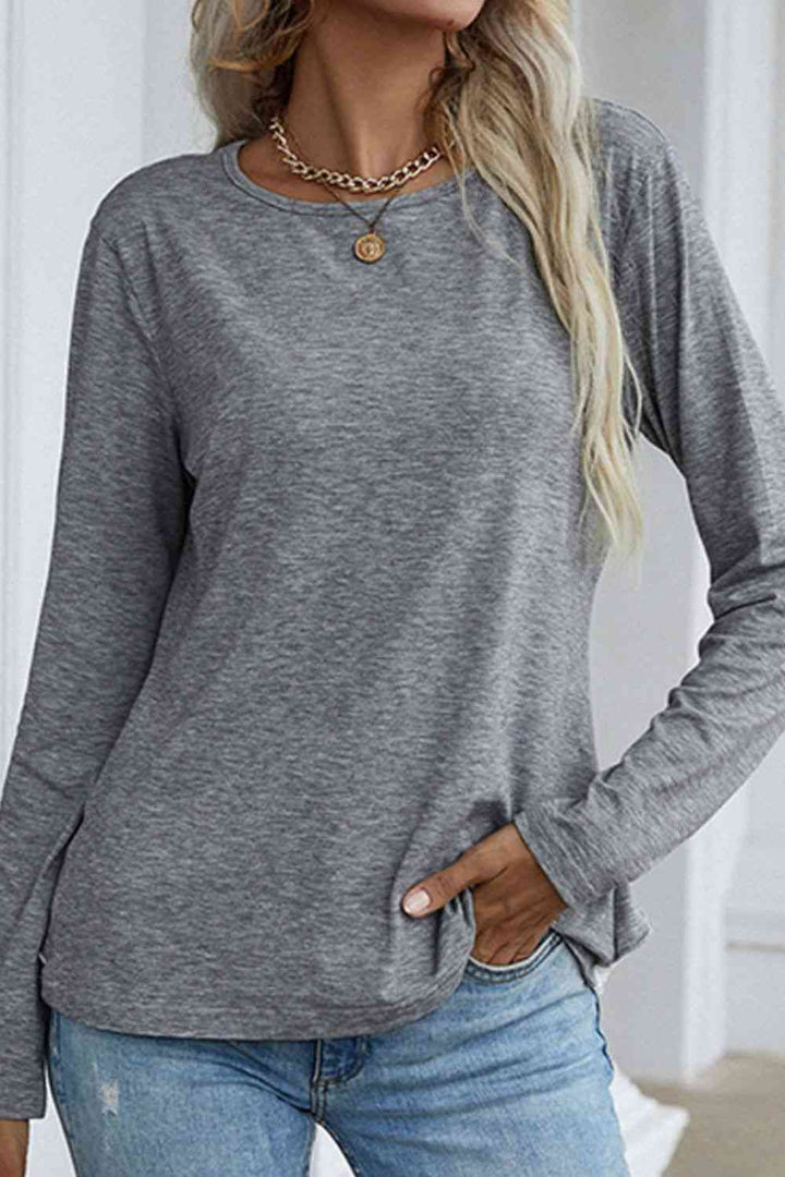 Spliced Lace Ruffled Long Sleeve Tee | 1mrk.com