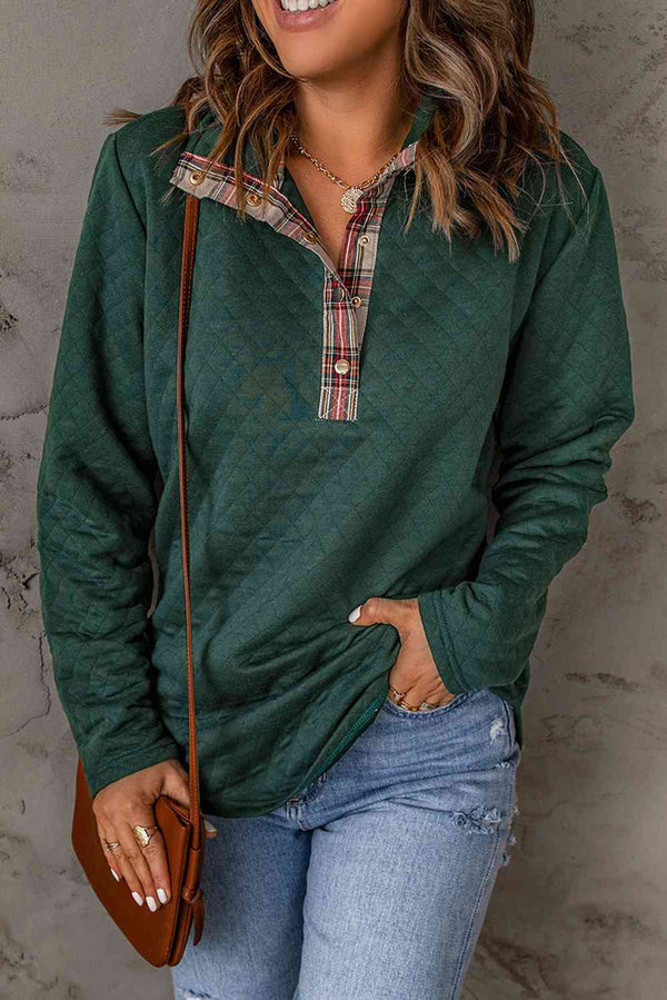 Plaid Snap Down Sweatshirt |1mrk.com