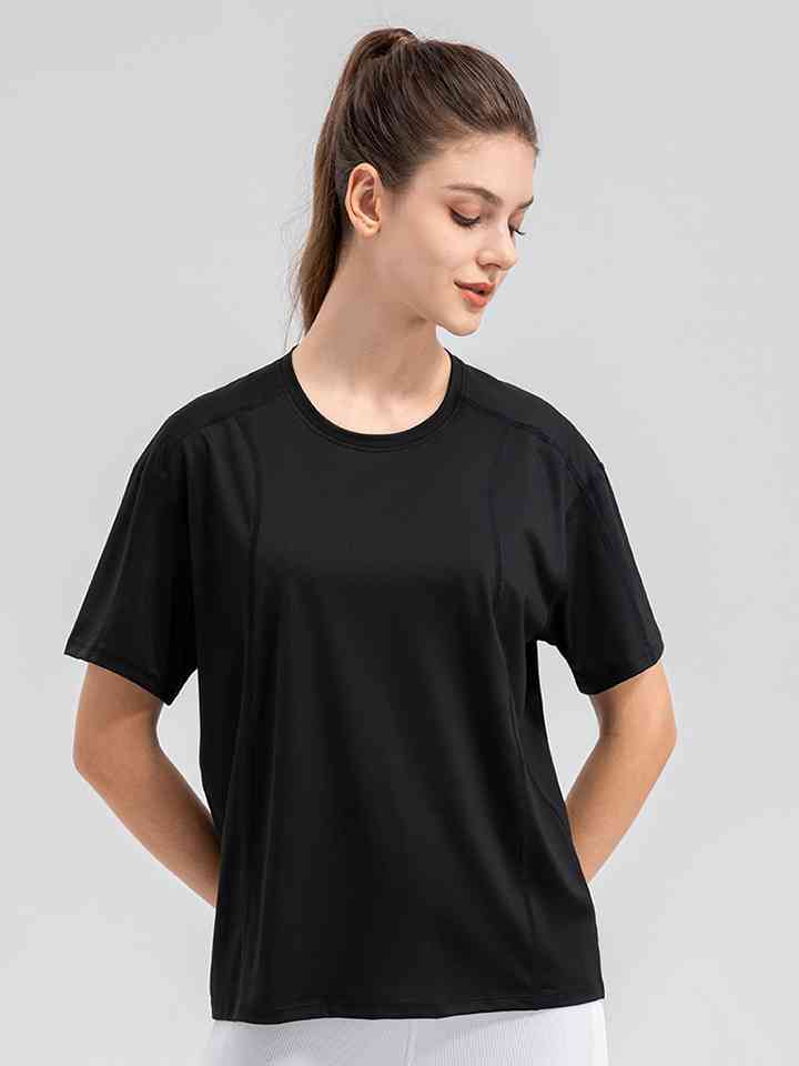 Round Neck Short Sleeve Active Top | 1mrk.com