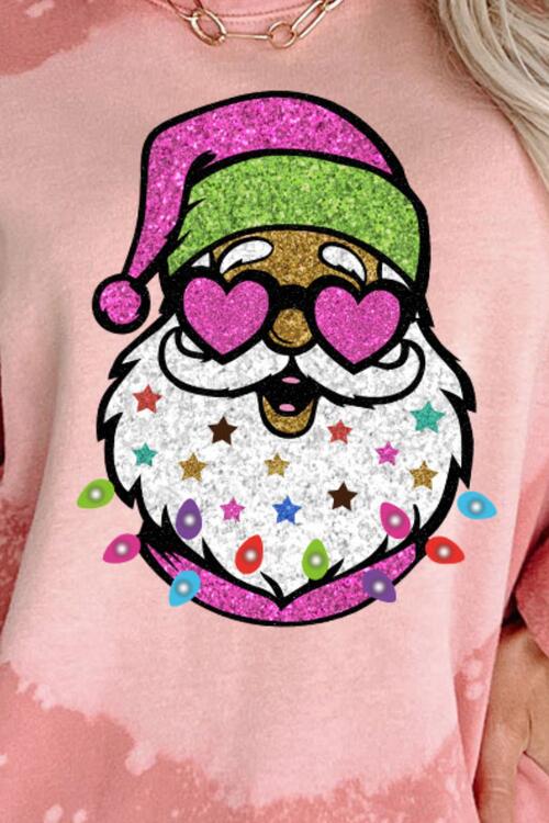 Santa Graphic Round Neck Long Sleeve Sweatshirt | 1mrk.com