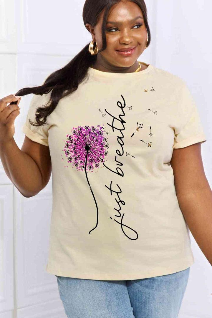 Simply Love Full Size JUST BREATHE Graphic Cotton Tee | 1mrk.com