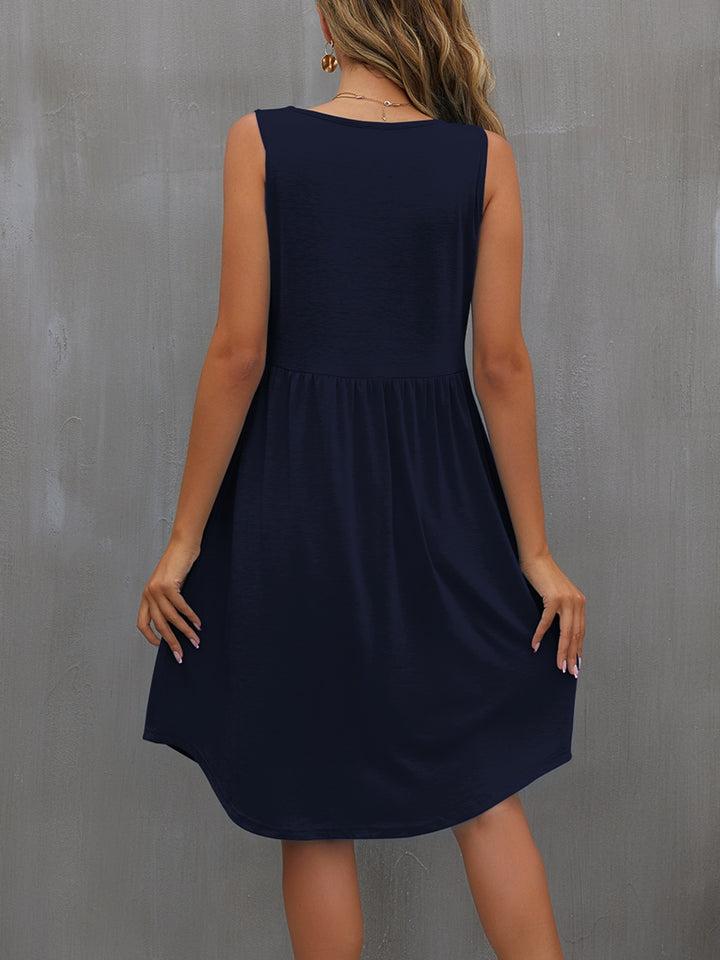 Round Neck Wide Strap Dress | Trendsi