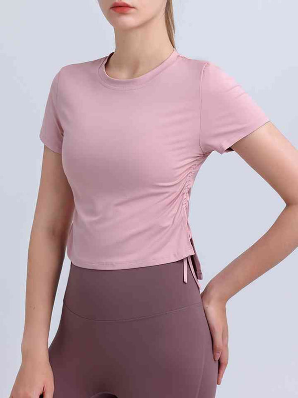 Round Neck Short Sleeve Active Top | 1mrk.com