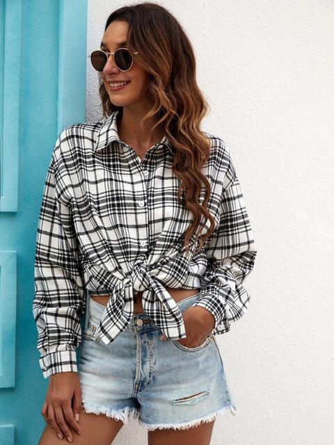 Plaid Collared Neck Button Down Shirt |1mrk.com