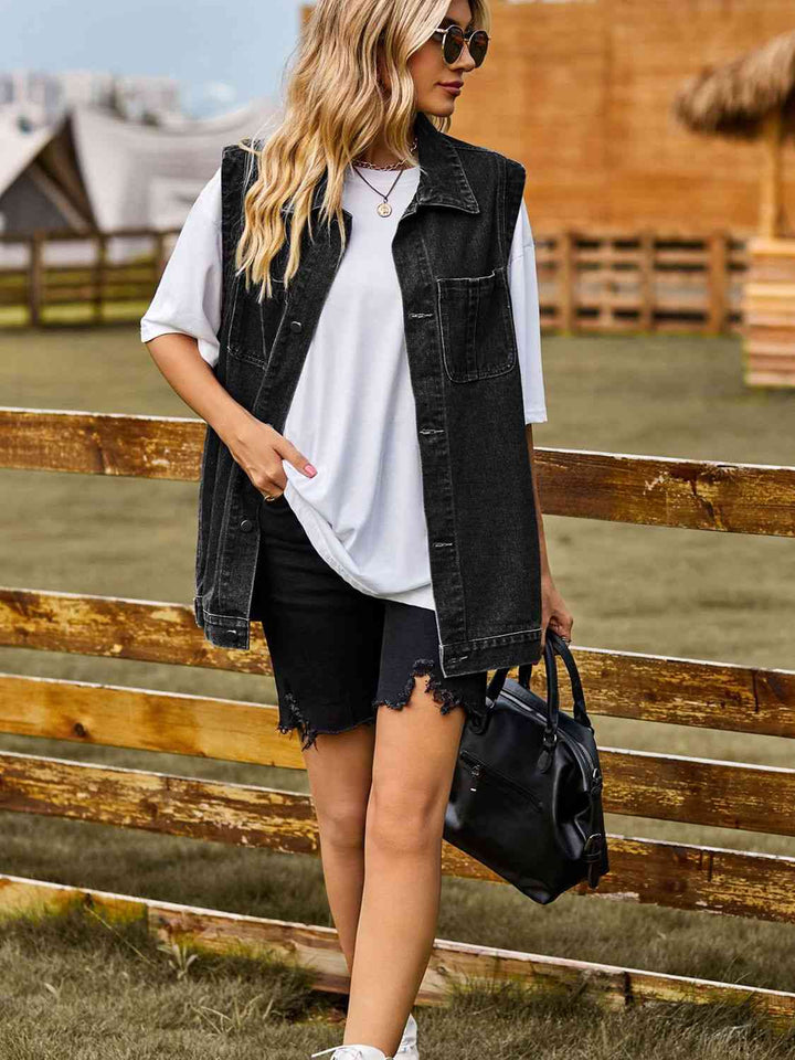 Button Down Denim Vest | 1mrk.com