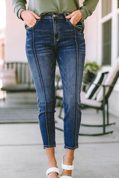 Slim Cropped Jeans with Pockets |1mrk.com