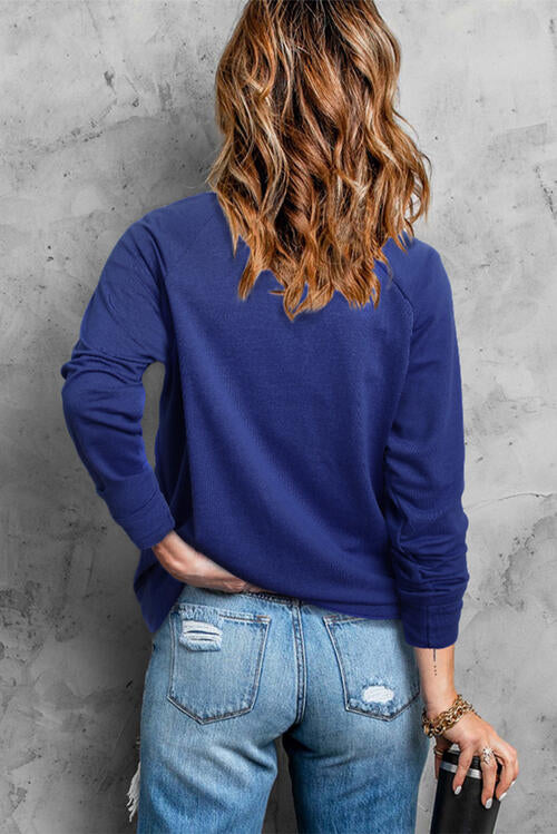 Round Neck Long Sleeve Sweatshirt |1mrk.com