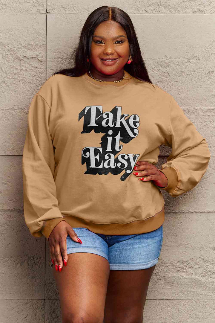 Simply Love Full Size TAKE IT EASY Graphic Sweatshirt |1mrk.com