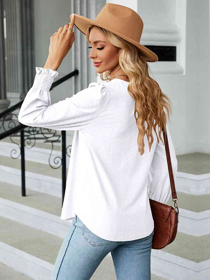 Square Neck Puff Sleeve Blouse | 1mrk.com