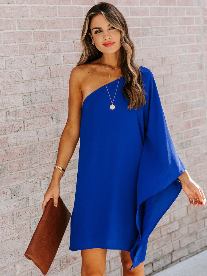 Single Shoulder Kimono Sleeve Mini Dress | Trendsi