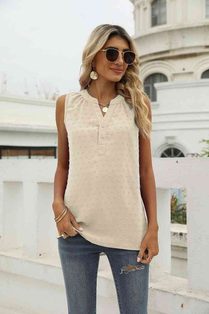 Swiss Dot Notched Neck Tank | 1mrk.com