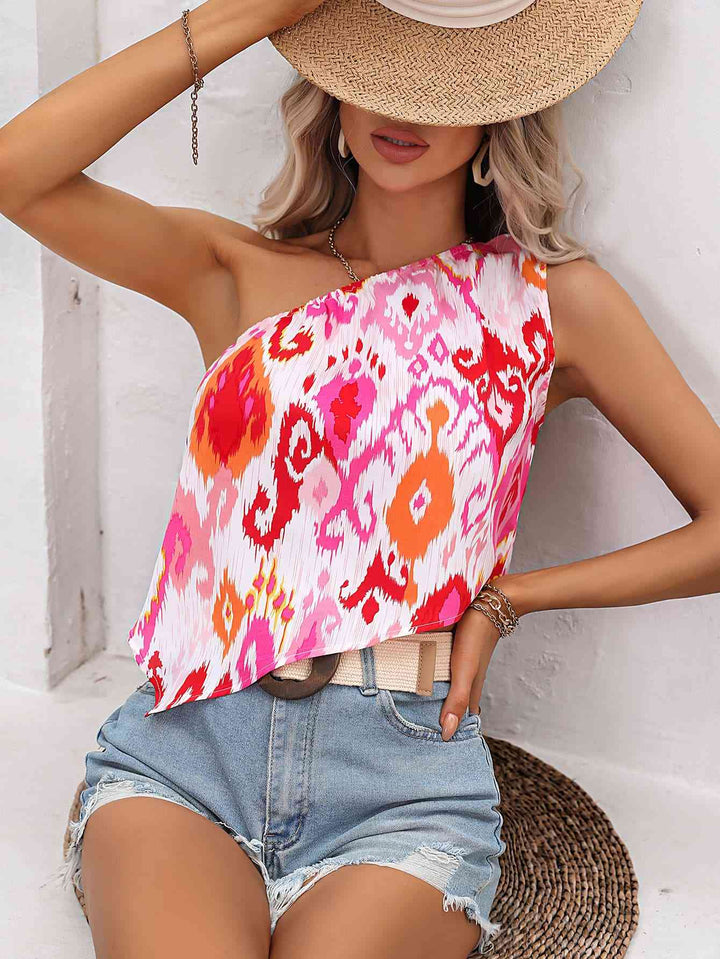 Multicolored One-Shoulder Asymmetrical Tank | 1mrk.com