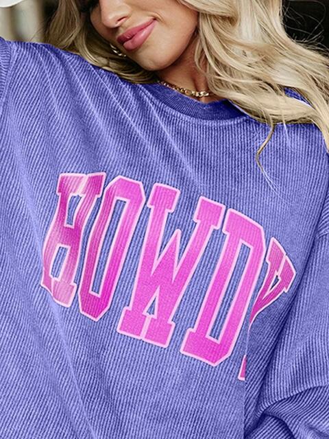 Full Size HOWDY Graphic Round Neck Sweatshirt |1mrk.com