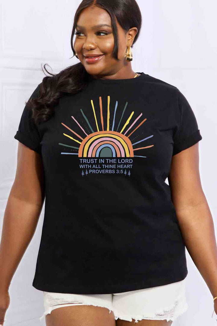 Simply Love Full Size Rainbow Graphic Cotton Tee | 1mrk.com