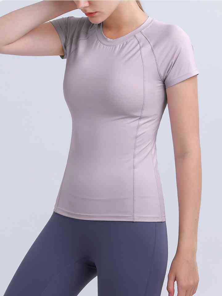 Round Neck Short Sleeve Active Top | 1mrk.com