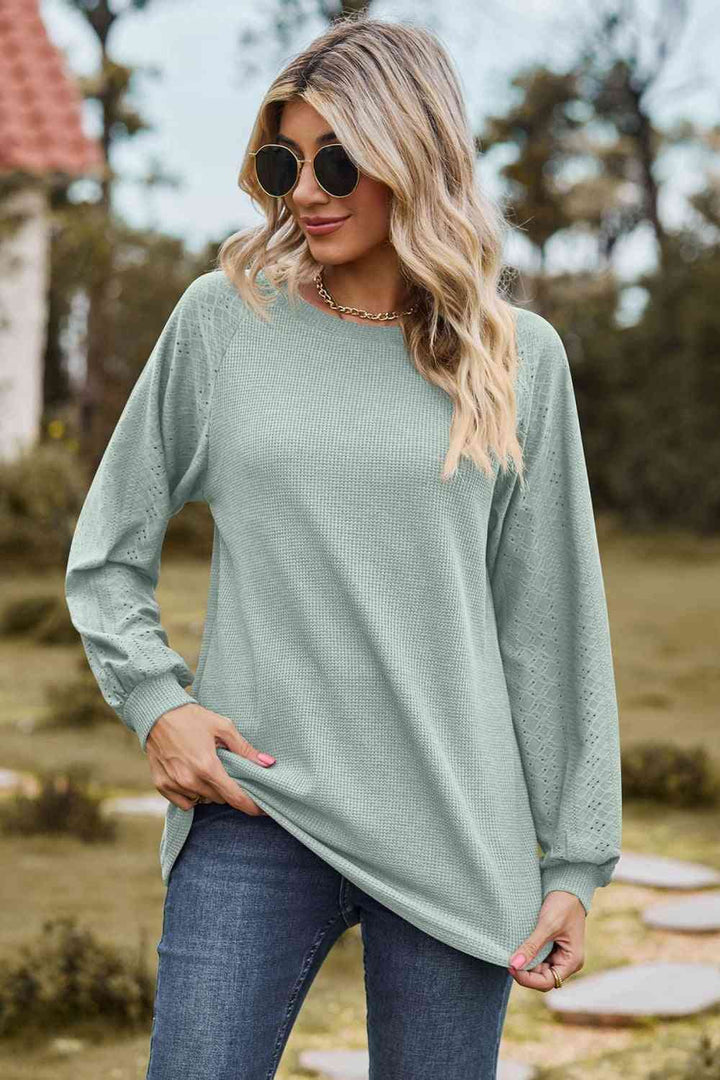 Round Neck Raglan Sleeve Sweatshirt |1mrk.com