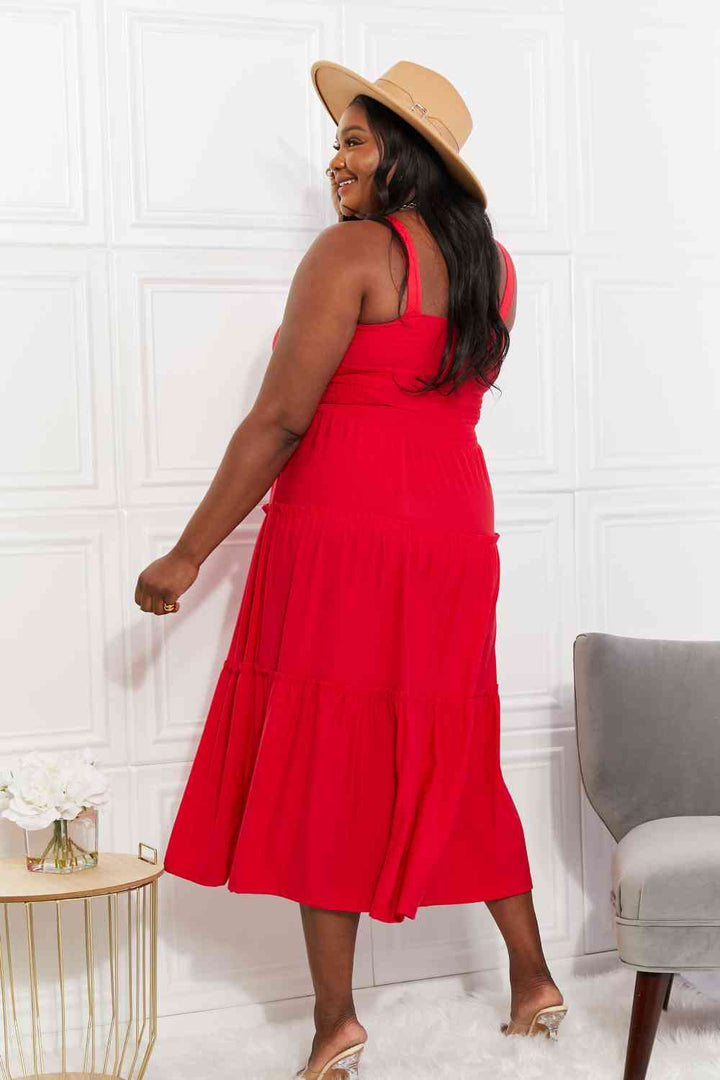 Zenana Full Size Life's A Picnic Smocked Tiered Midi Dress | 1mrk.com