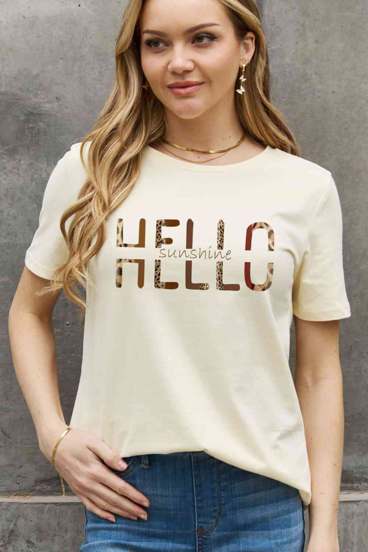 Simply Love Full Size HELLO SUNSHINE Graphic Cotton Tee | 1mrk.com