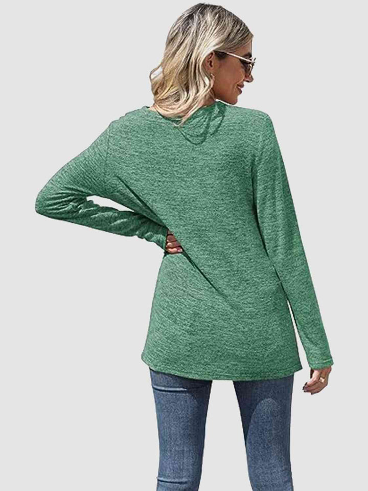 Lace Detail V-Neck Long Sleeve Top | 1mrk.com