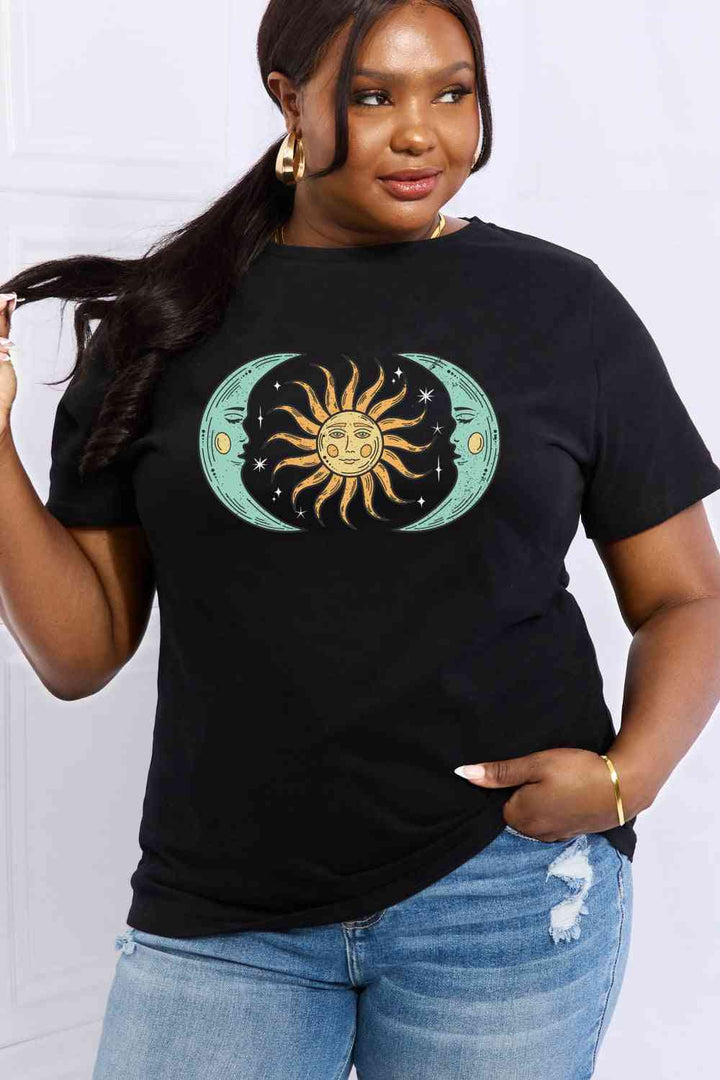 Simply Love Full Size Sun & Moon Graphic Cotton Tee | 1mrk.com