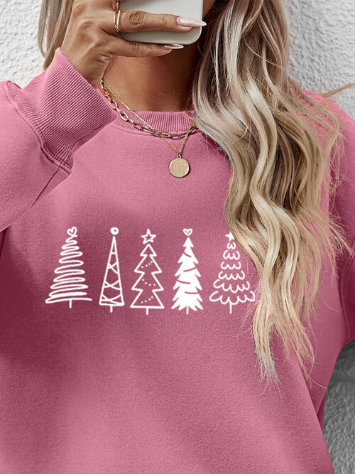 Christmas Tree Graphic Drop Shoulder Sweatshirt |1mrk.com