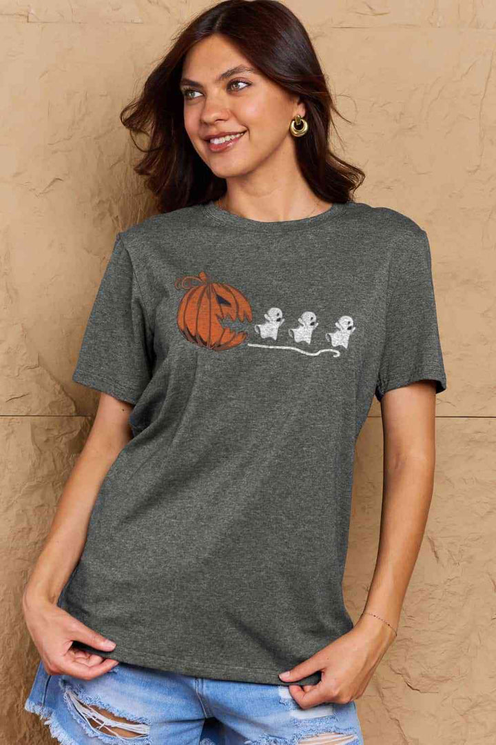 Simply Love Full Size Jack-O'-Lantern Graphic Cotton T-Shirt | 1mrk.com