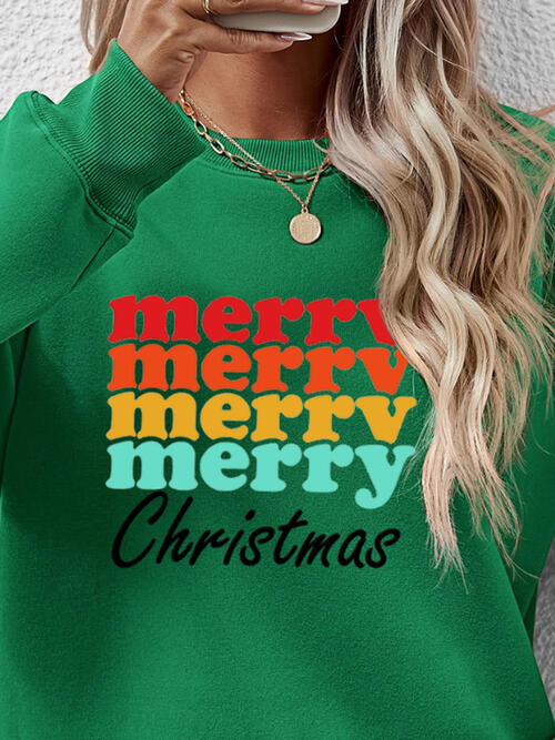 MERRY CHRISTMAS Graphic Long Sleeve Sweatshirt |1mrk.com