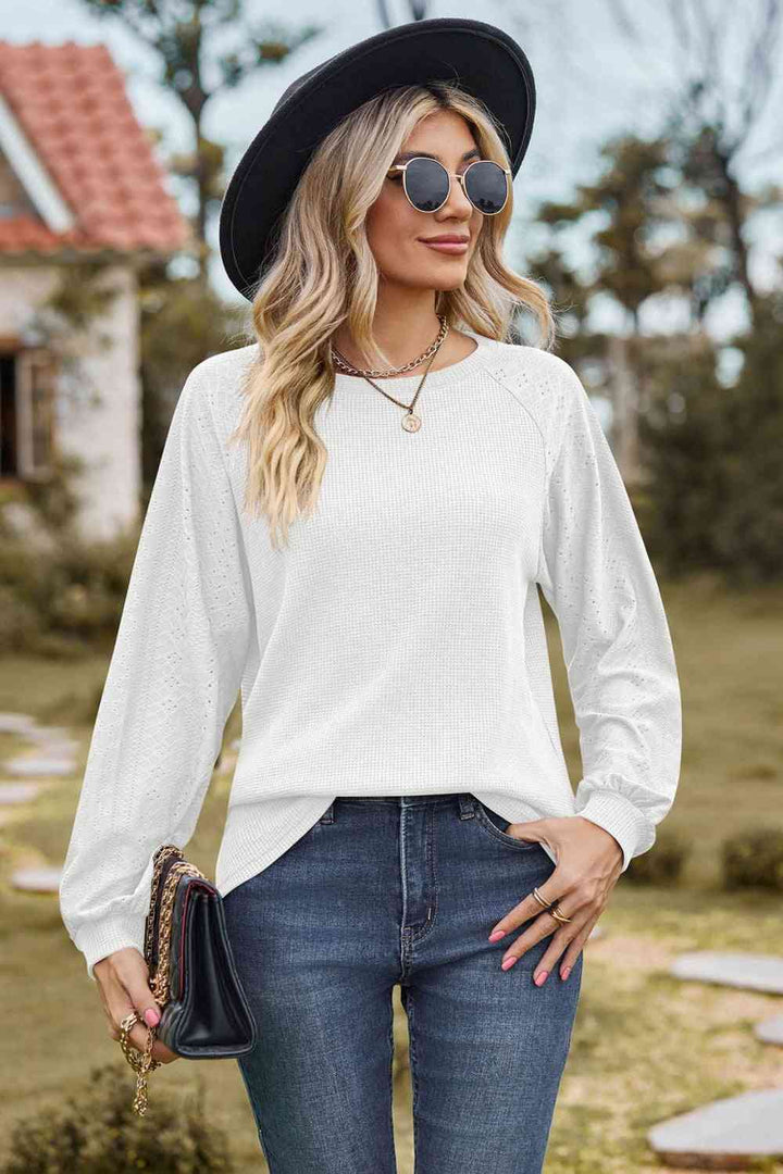 Round Neck Raglan Sleeve Sweatshirt |1mrk.com