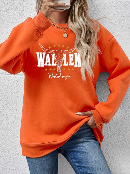 Graphic Round Neck Dropped Shoulder Sweatshirt |1mrk.com