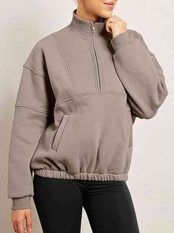 Half-Zip Long Sleeve Sweatshirt |1mrk.com