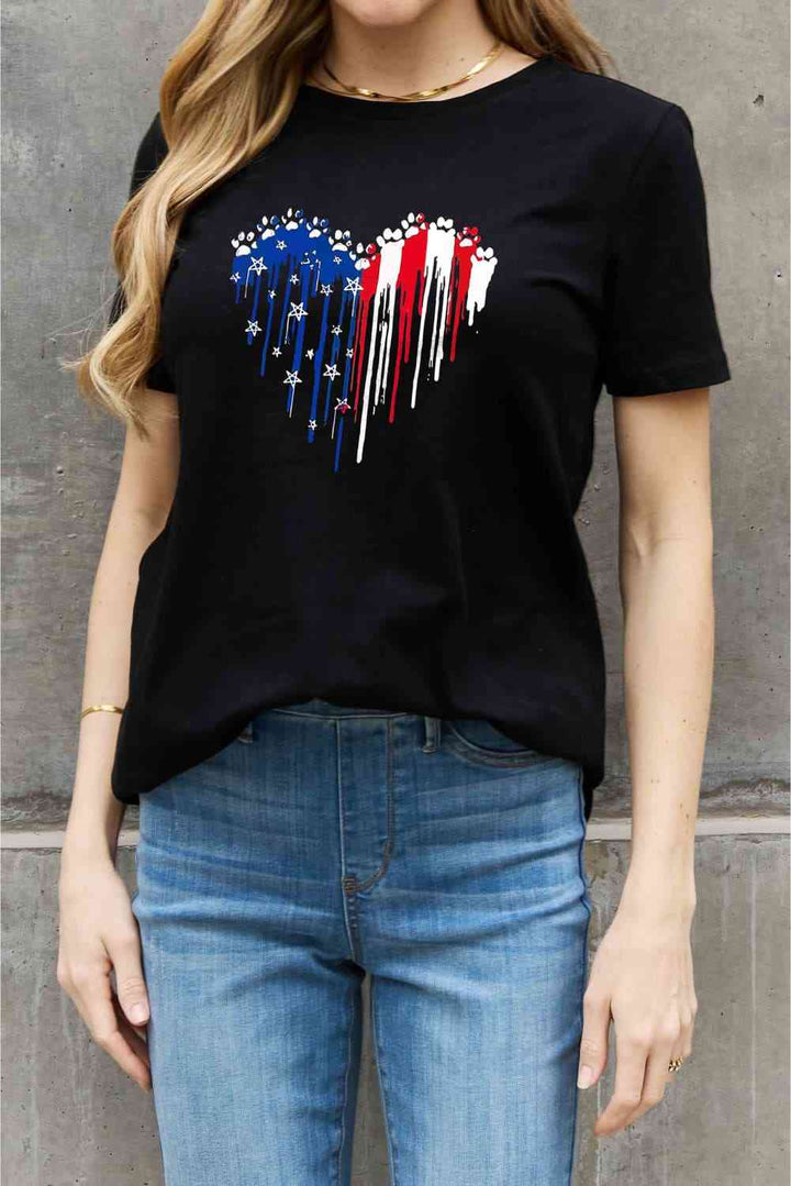 Simply Love Simply Love Full Size Star Heart Graphic Cotton Tee | 1mrk.com