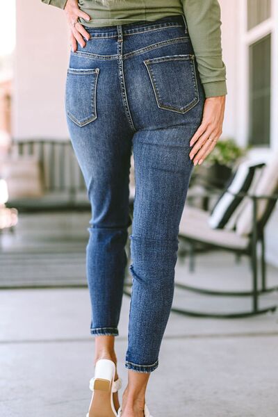 Slim Cropped Jeans with Pockets |1mrk.com