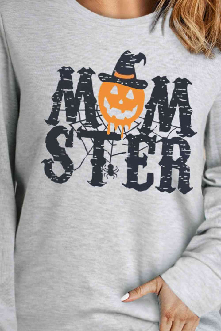 Round Neck Long Sleeve MOMSTER Graphic Sweatshirt |1mrk.com