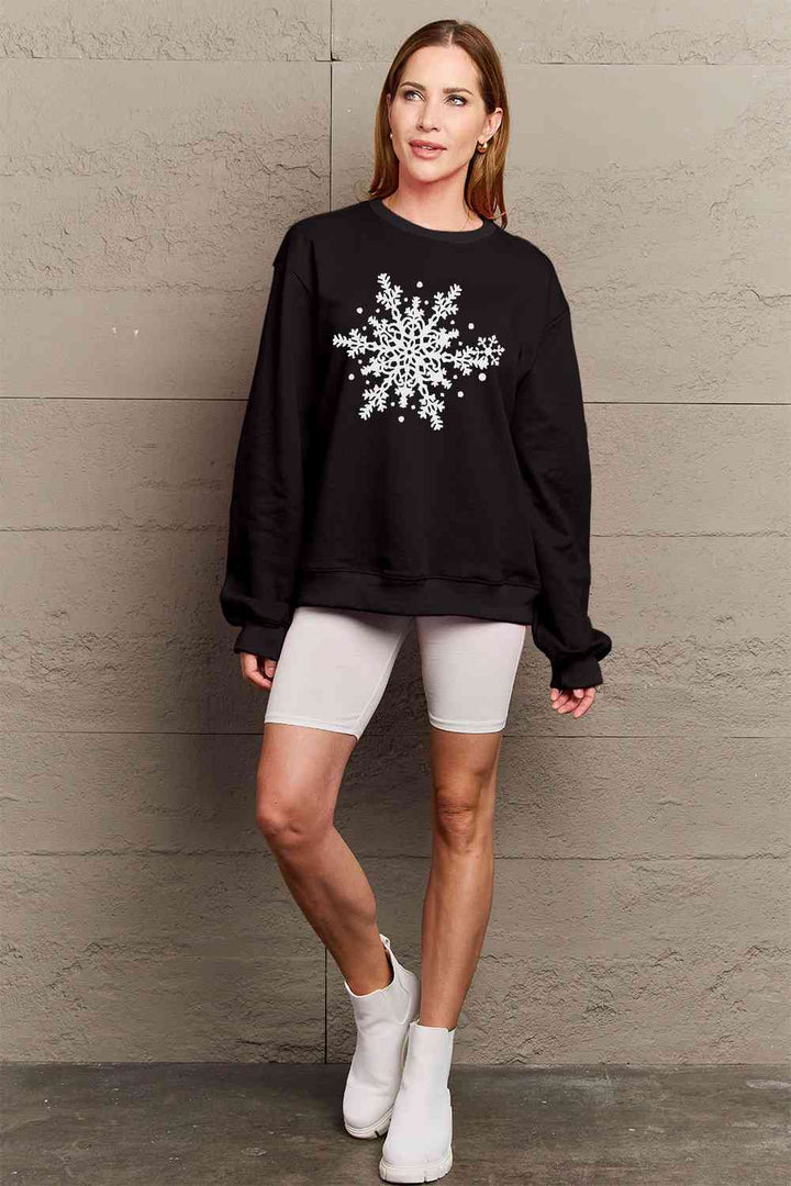 Simply Love Full Size Snowflake Graphic Sweatshirt |1mrk.com