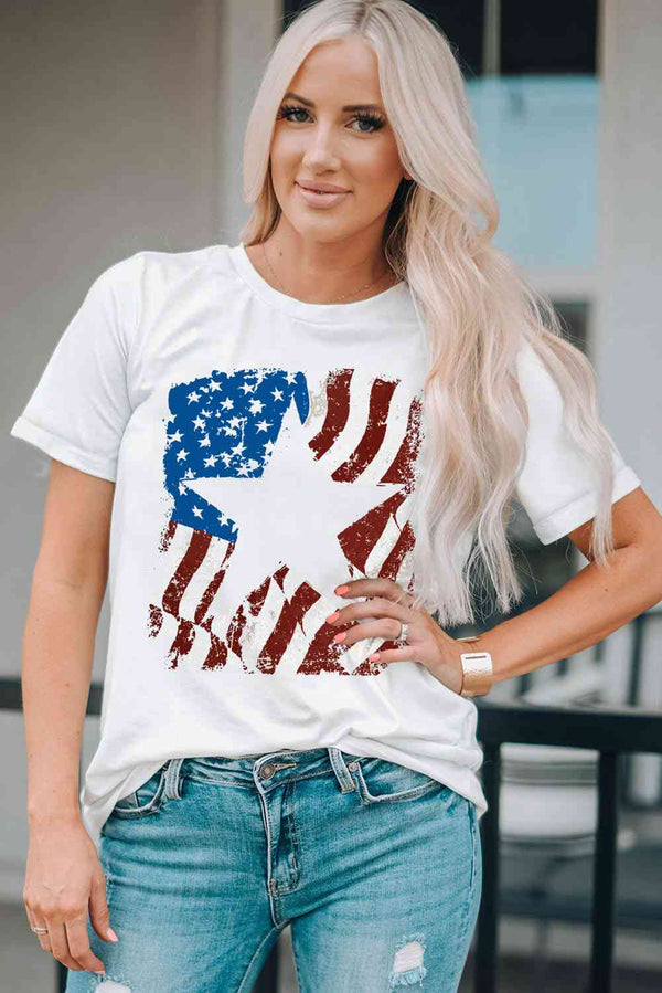 US Flag Graphic Round Neck Tee | 1mrk.com