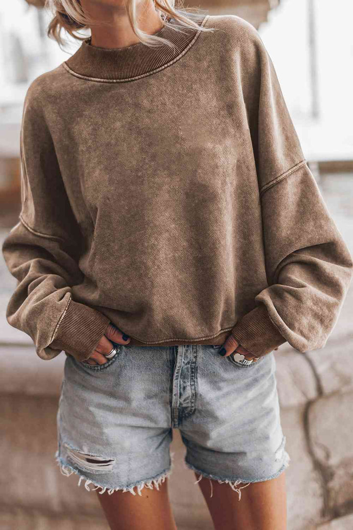 Round Neck Dropped Shoulder Sweatshirt |1mrk.com